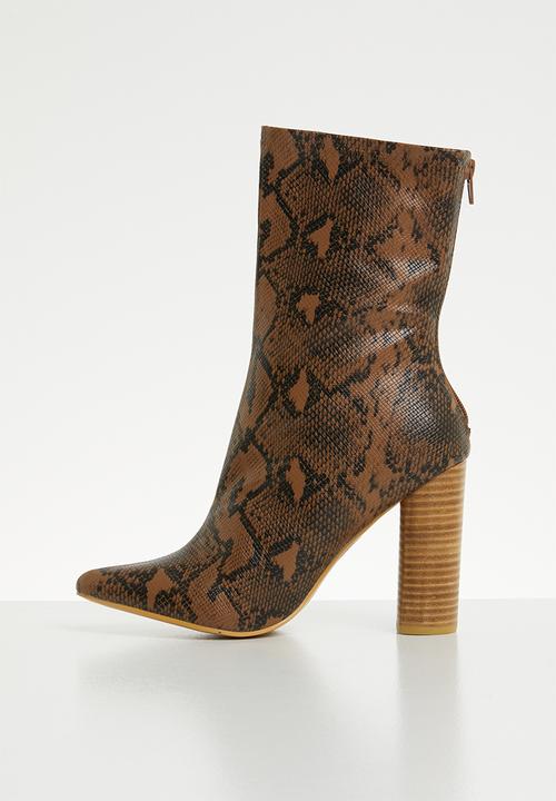 Missguided - Snake tubular boot - tan