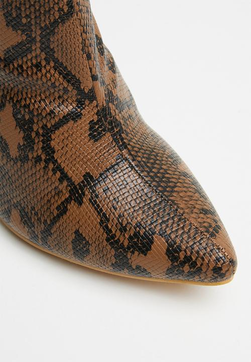 Missguided - Snake tubular boot - tan