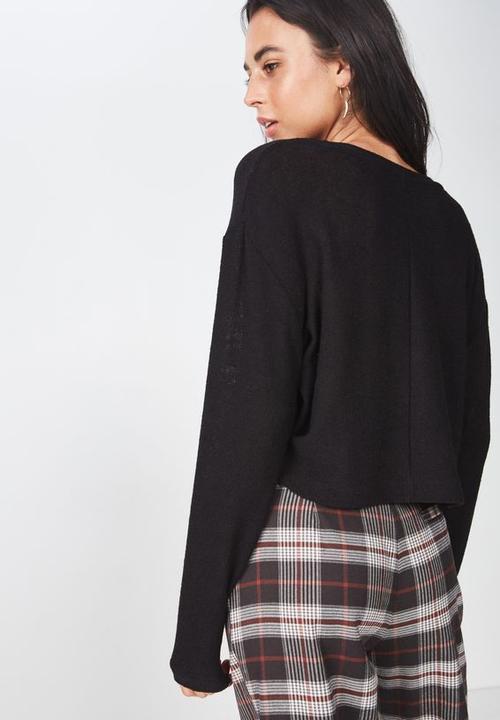 Cotton On - Arna textured boxy long sleeve - black