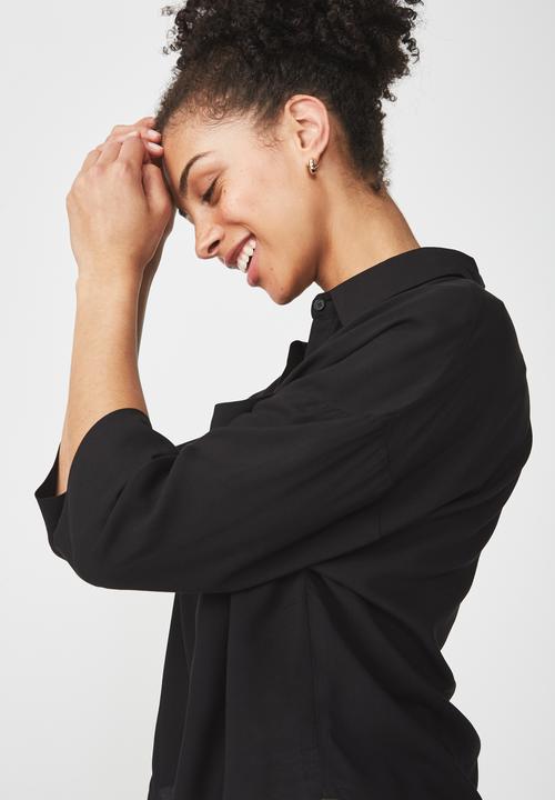 Cotton On - Rebecca chopped shirt - black