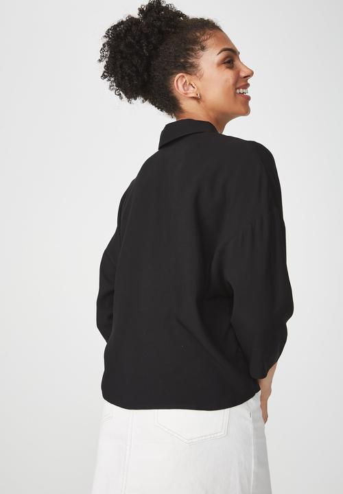 Cotton On - Rebecca chopped shirt - black