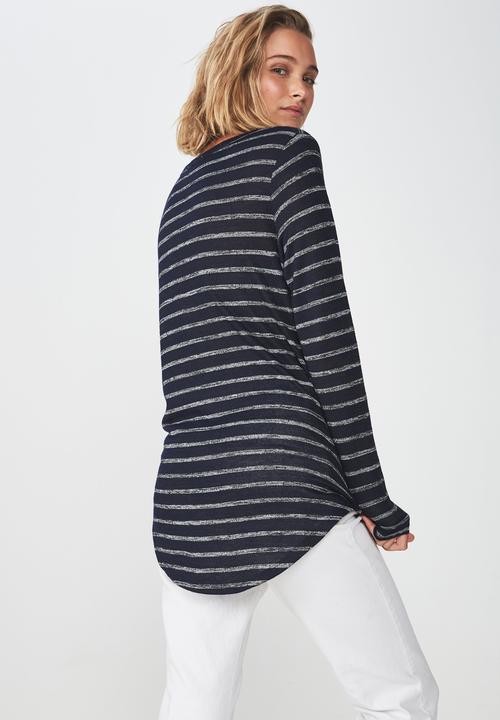 Cotton On - Karly long sleeve top -  navy & grey 