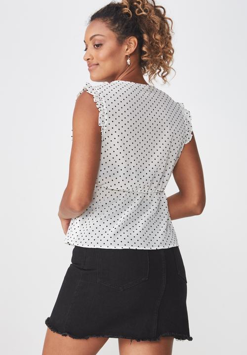Cotton On - Cindy blouse - white  & black 