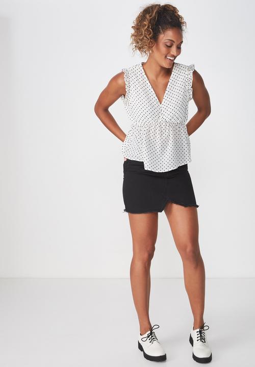 Cotton On - Cindy blouse - white  & black 