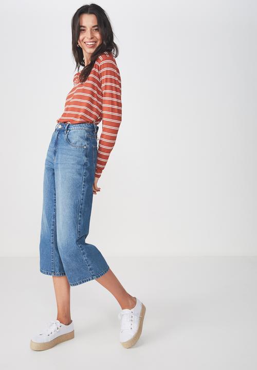 Cotton On - Karly long sleeve top - rust & white 
