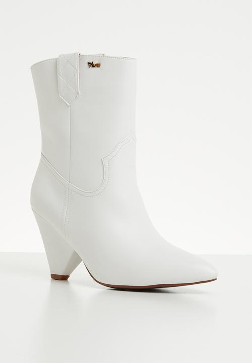 Plum - Embellished boot - white