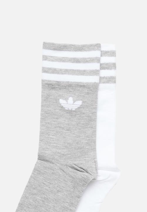 adidas Originals - Solid crew socks 2 pack - grey & white