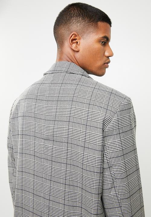 Superbalist - Check overcoat - grey & white