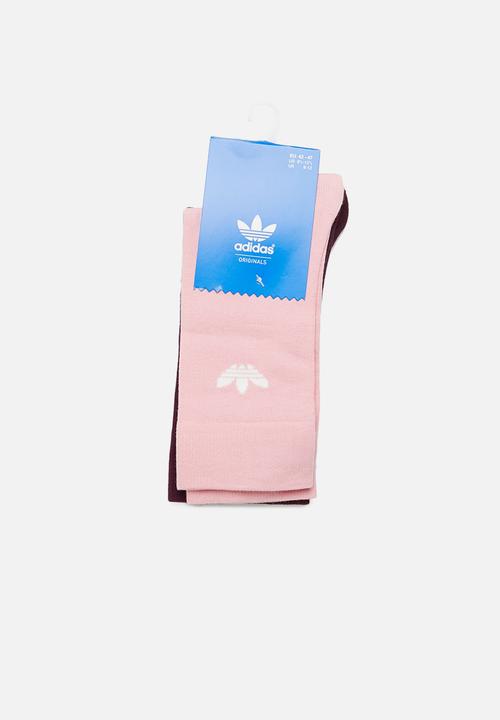 adidas Originals - Solid crew socks 2 pack - pink & burgundy