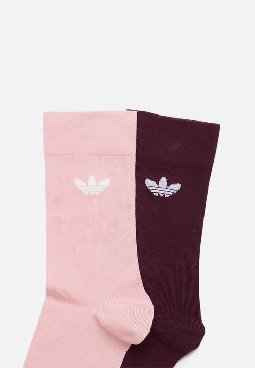 adidas Originals - Solid crew socks 2 pack - pink & burgundy