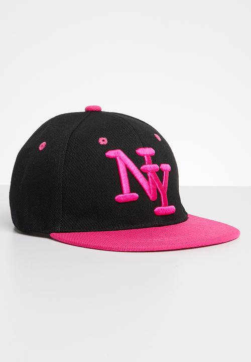 Pop Candy - Embroidered flat brim cap - pink & black