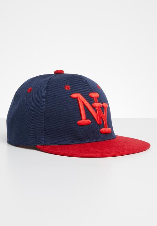 Pop Candy - Embroidered flat brim cap - red & navy