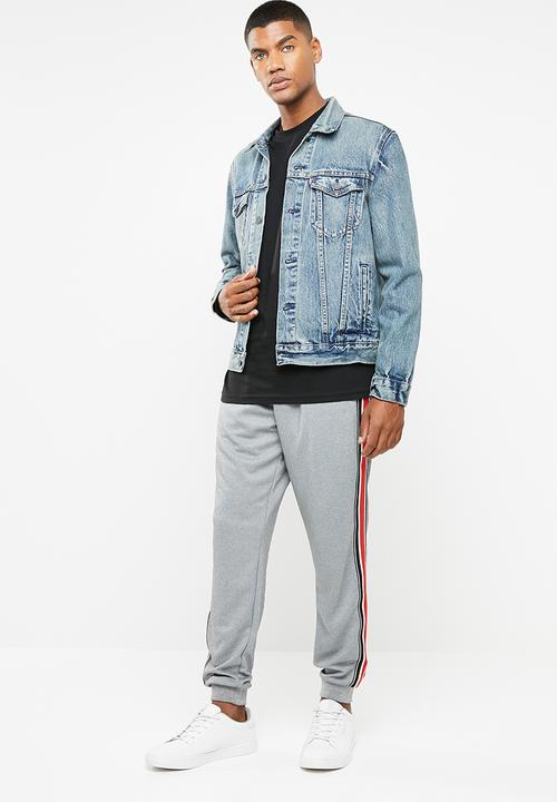 Cotton On - Slim tricot ribbed tape track jogger - grey