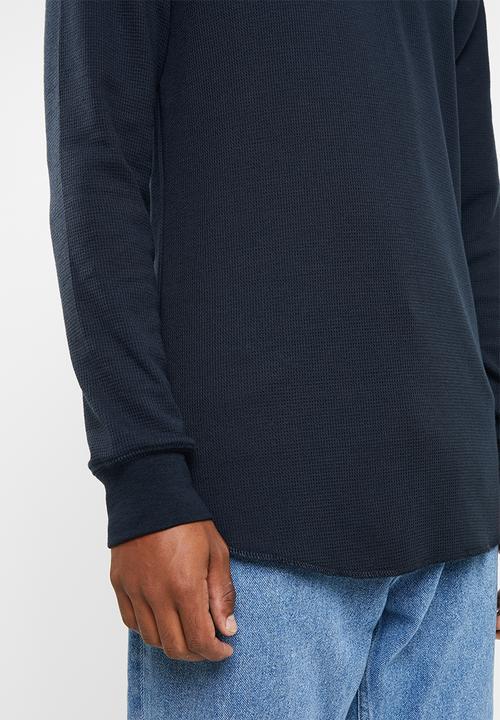 Cotton On - Hooded waffle long sleeve T-shirt - navy