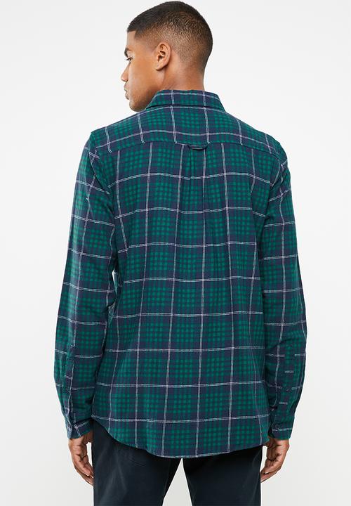 Cotton On - Check rugged long sleeve shirt - navy & green