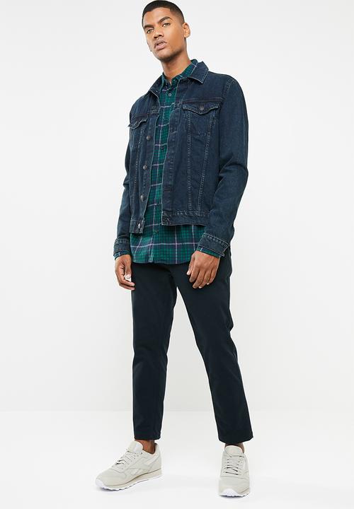 Cotton On - Check rugged long sleeve shirt - navy & green