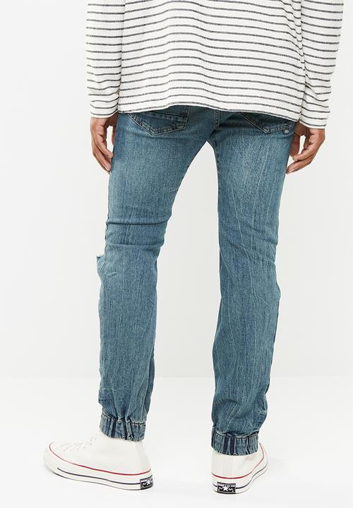 Cotton On - Blow out slim denim jogger - blue
