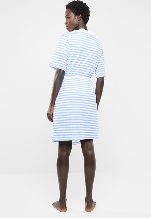 edit - Short sleeve gown - blue and white
