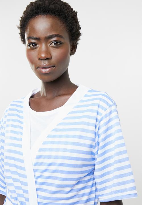 edit - Short sleeve gown - blue and white