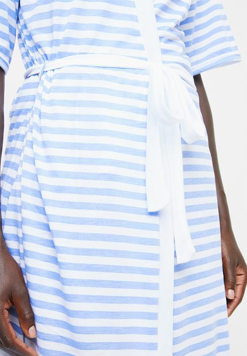 edit - Short sleeve gown - blue and white