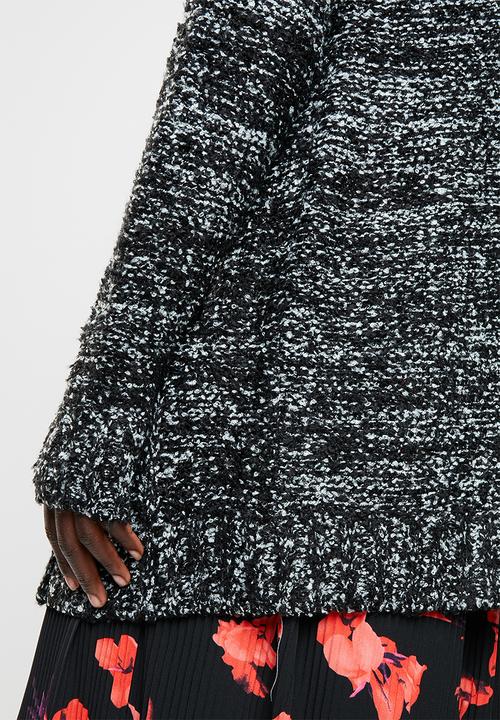 edit - Textured open front cardigan - black
