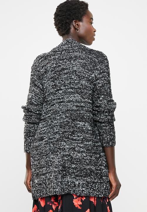 edit - Textured open front cardigan - black