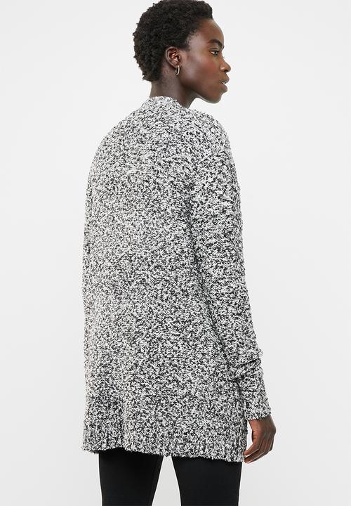 edit - Textured open front cardigan - grey