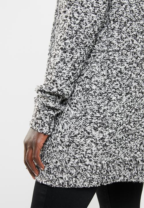 edit - Textured open front cardigan - grey