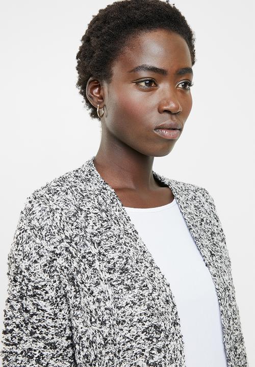 edit - Textured open front cardigan - grey