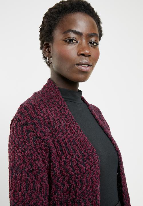 edit - Open front cardigan - burgundy