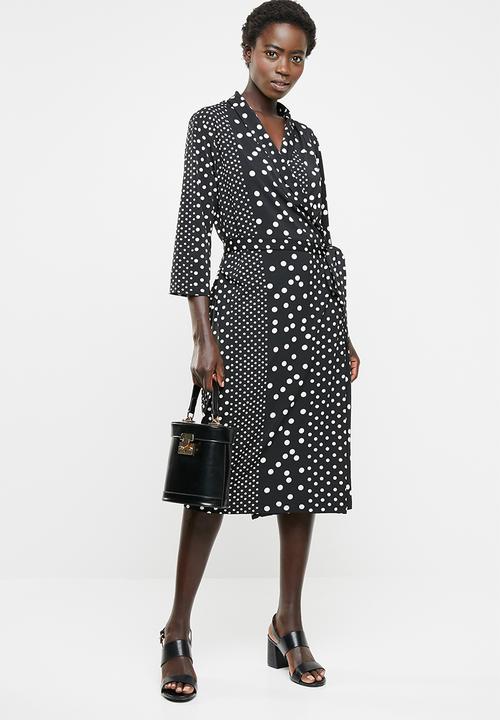 edit - Maxi wrap over dress - black & white