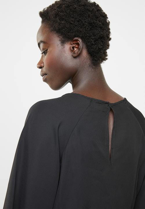 edit - Tie front blouse - black