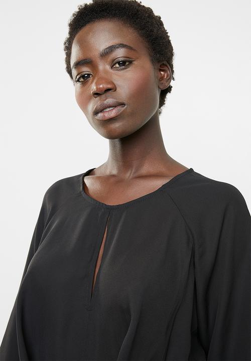 edit - Tie front blouse - black