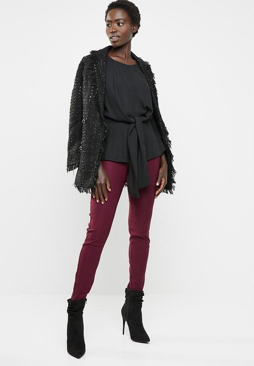 edit - Tie front blouse - black