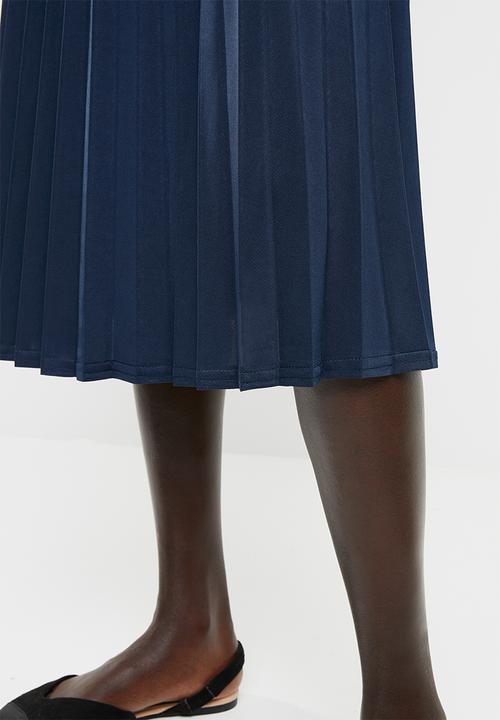 edit - Pleated flared skirt - navy