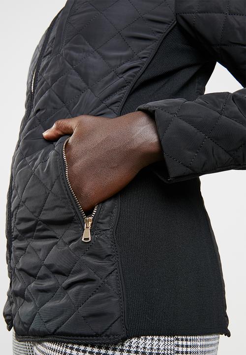 edit - Diamond quilted puffer jacket - black