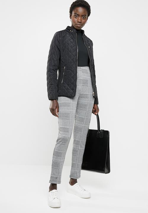 edit - Diamond quilted puffer jacket - black