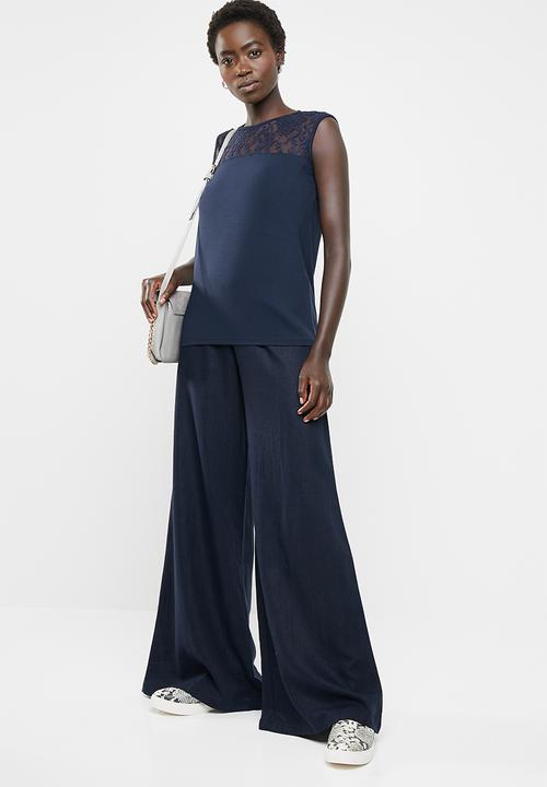 edit - Lace inset cami - navy