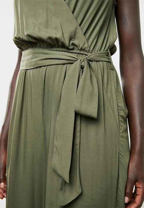 edit - Wrap-over sleeveless jumpsuit - olive