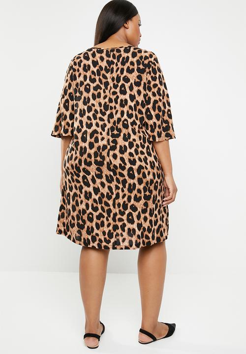 edit Plus - Boxy shift dress -  brown & black