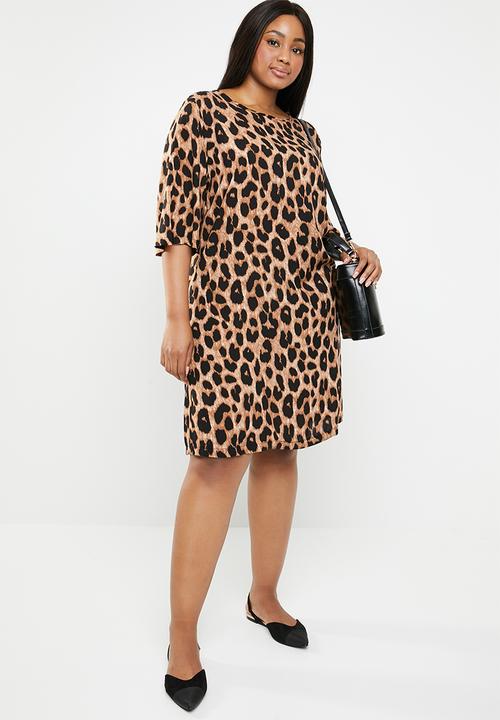 edit Plus - Boxy shift dress -  brown & black