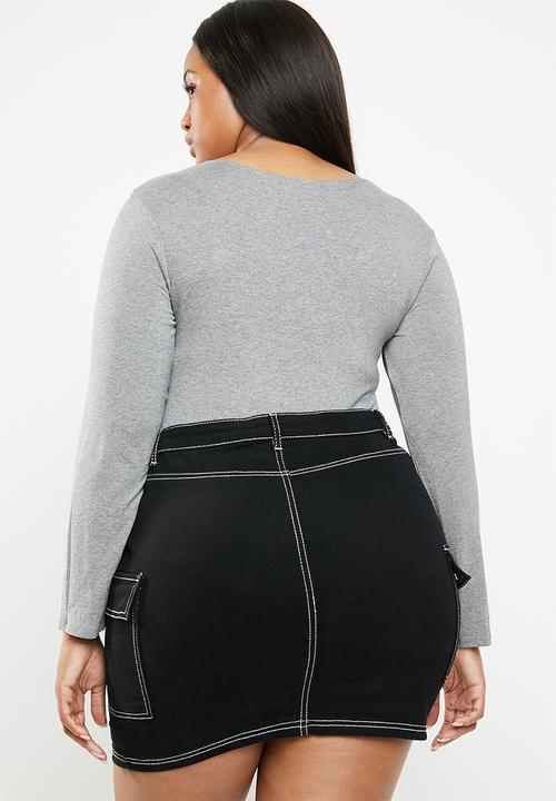 STYLE REPUBLIC PLUS - Scoop neck bodysuit - grey