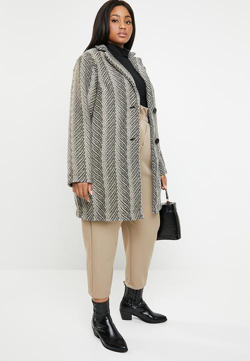 STYLE REPUBLIC PLUS - Printed unlined coat - black & cream 