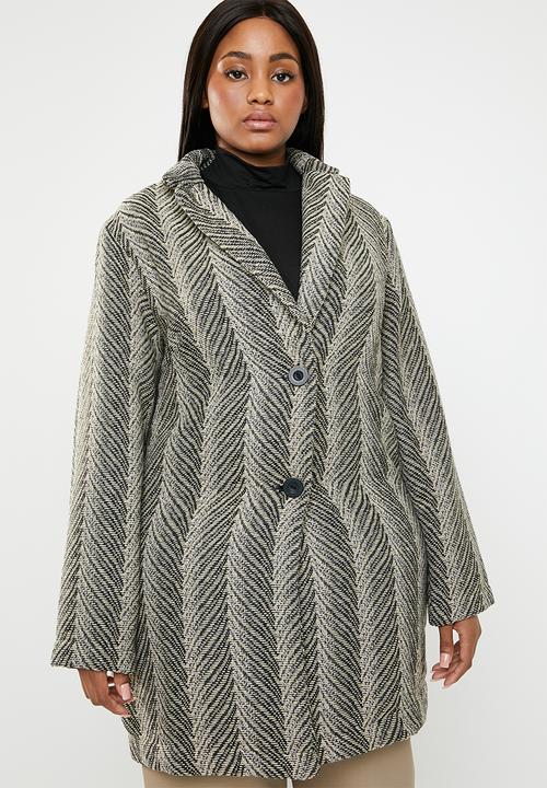 STYLE REPUBLIC PLUS - Printed unlined coat - black & cream 