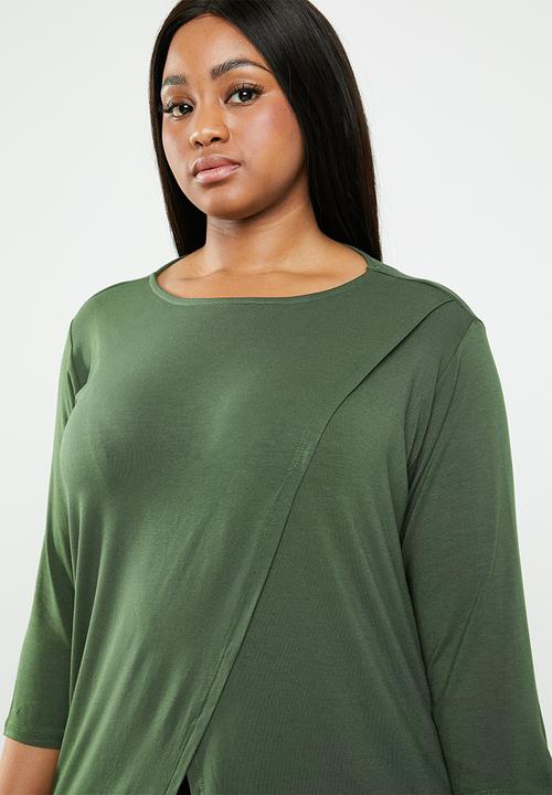 STYLE REPUBLIC PLUS - Mock wrap top - green 