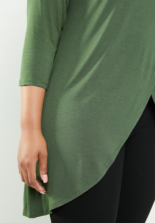 STYLE REPUBLIC PLUS - Mock wrap top - green 