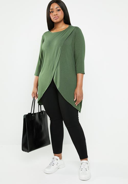 STYLE REPUBLIC PLUS - Mock wrap top - green 
