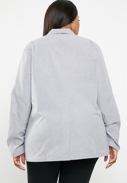 STYLE REPUBLIC PLUS - Ruched sleeve blazer - grey 
