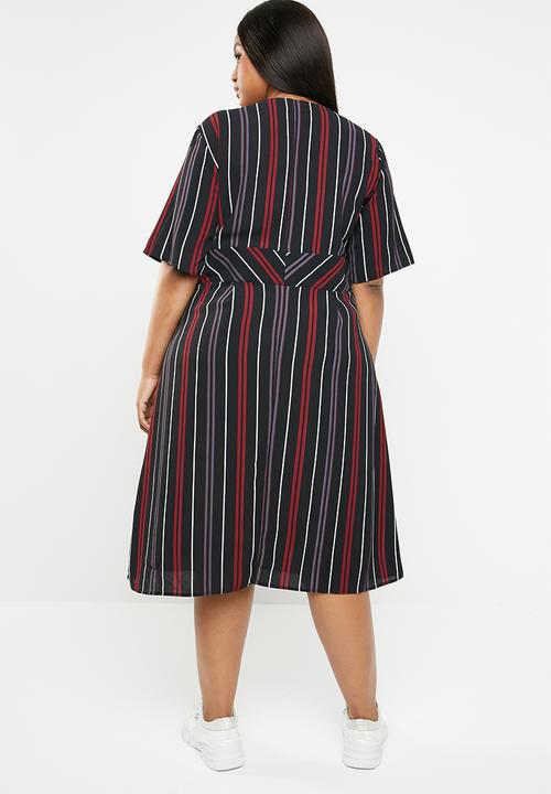 Brave Soul - Plus size stripe midi dress - multi