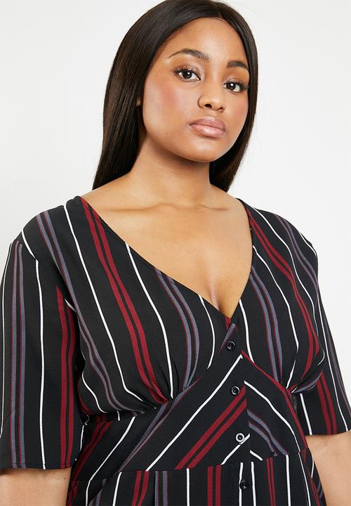Brave Soul - Plus size stripe midi dress - multi